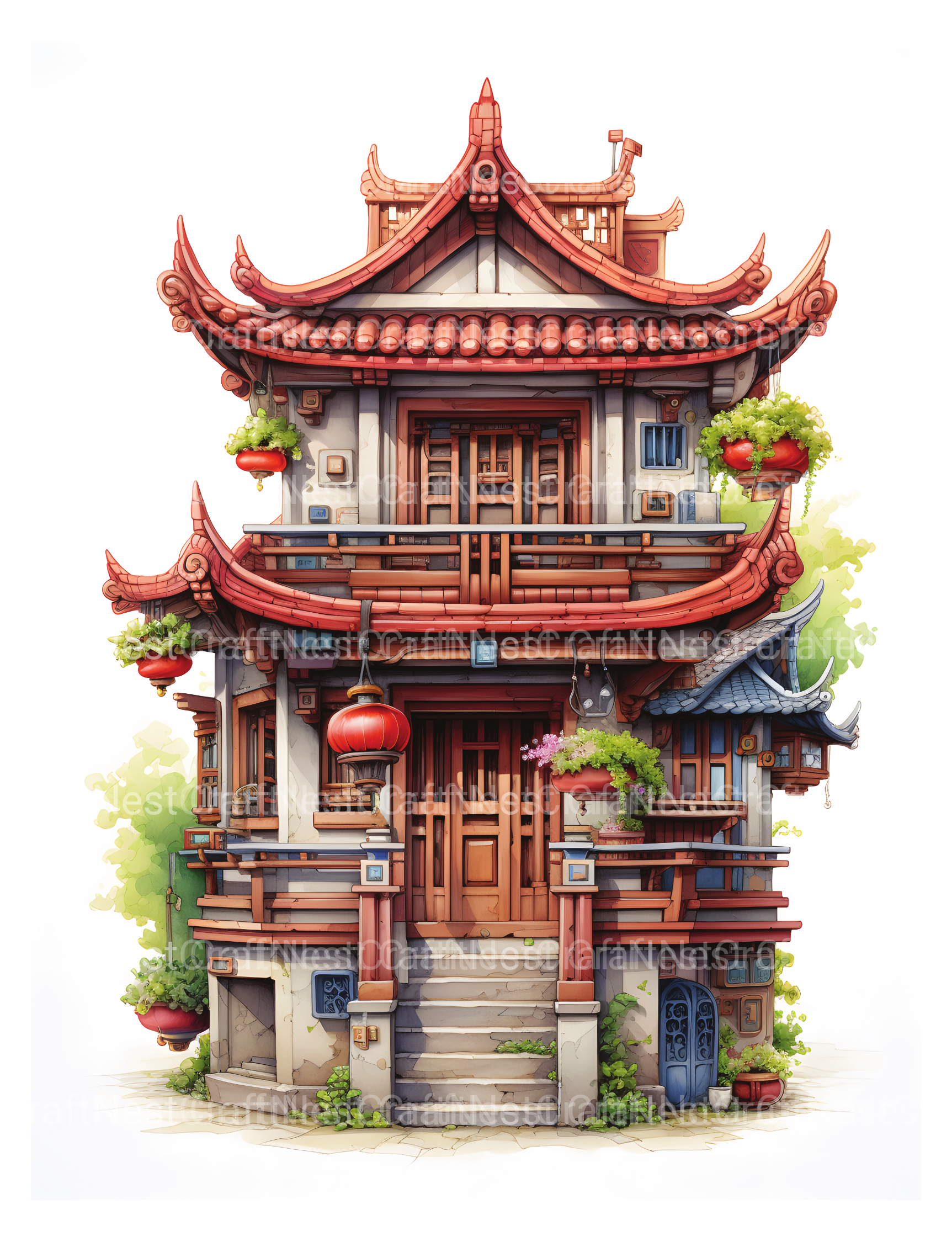 Chinese Tiny House Coloring Book