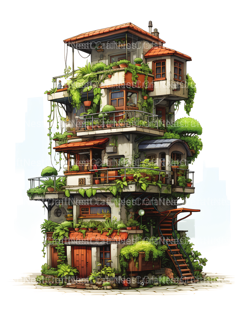 Intricate Garden Houses Coloring Book - CraftNest - Digital Crafting and Art