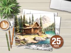 Cabin Landscapes Coloring Book - CraftNest - Digital Crafting and Art