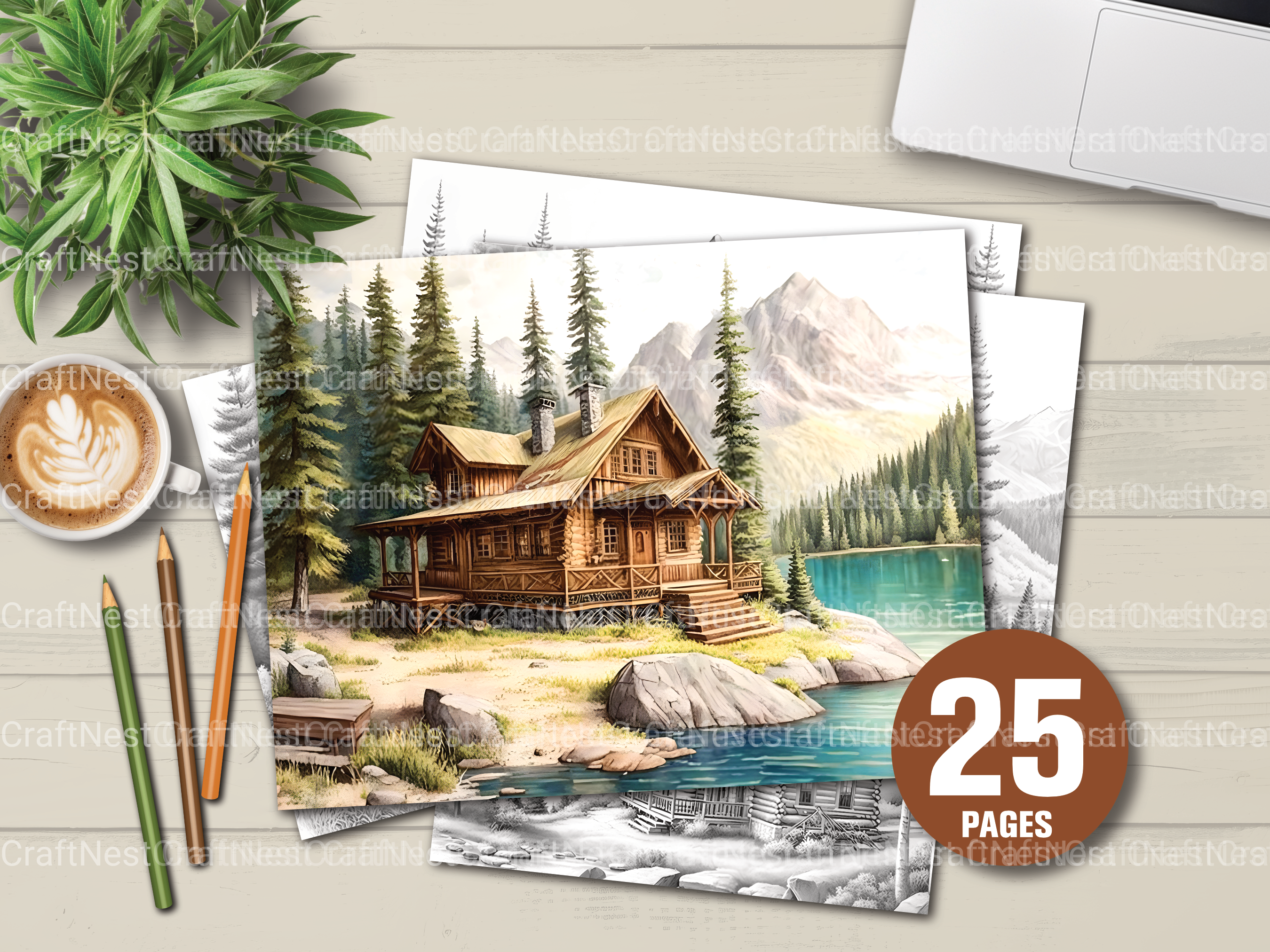 Cabin Landscapes Coloring Book - CraftNest - Digital Crafting and Art