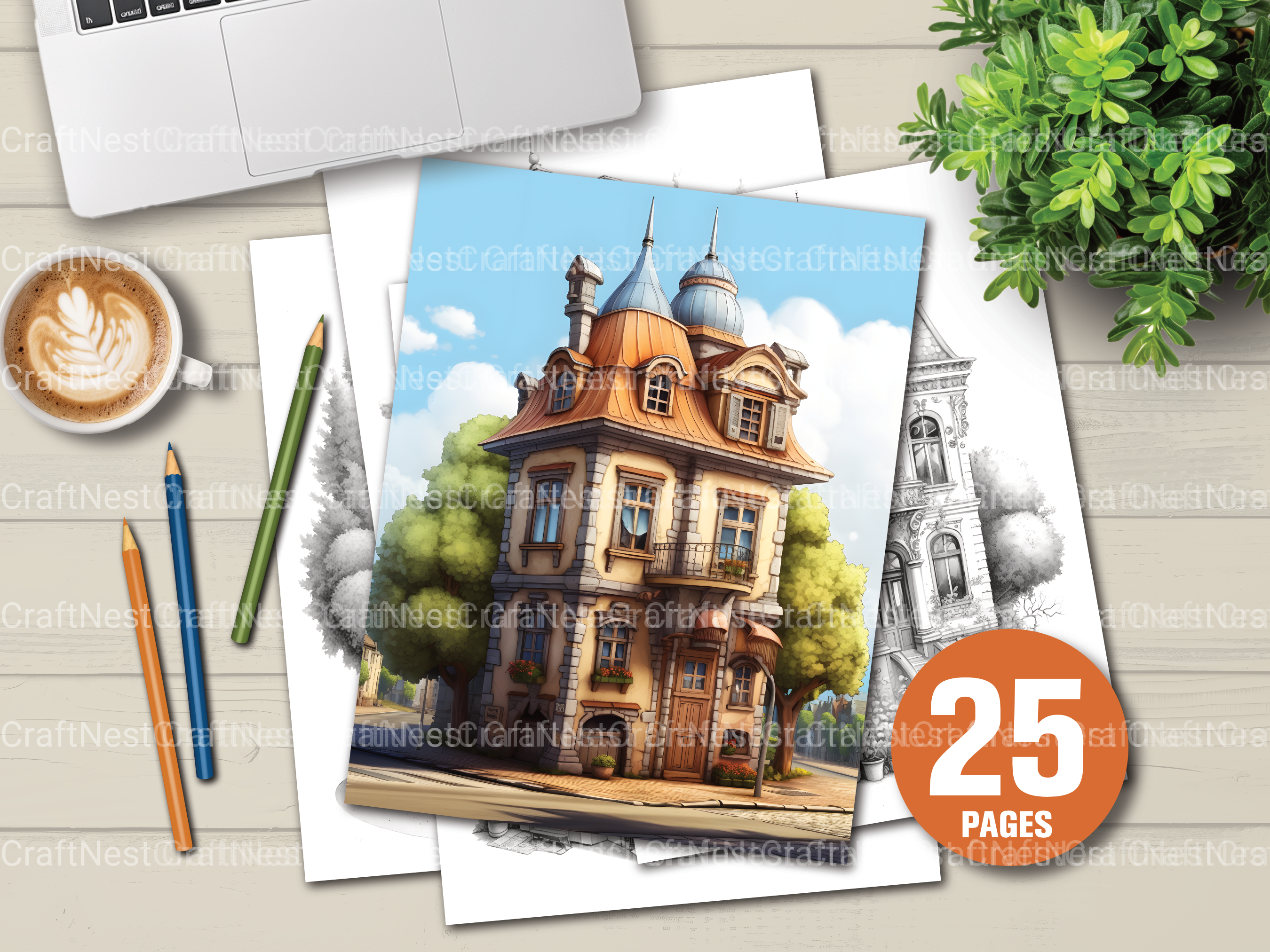 German Tiny House Coloring Book