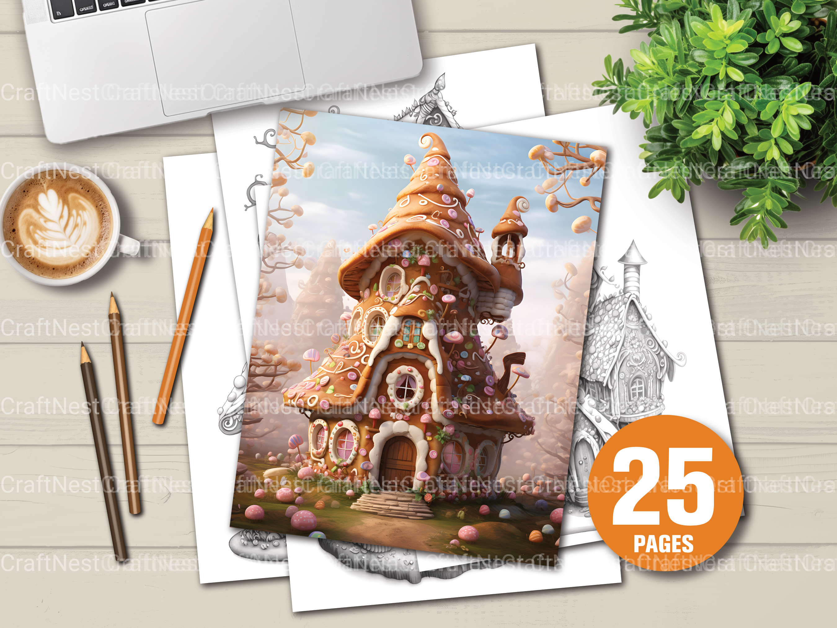 Gingerbread Fairy House Coloring Book