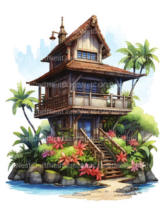 Hawaiian Tiny House Coloring Book - CraftNest - Digital Crafting and Art