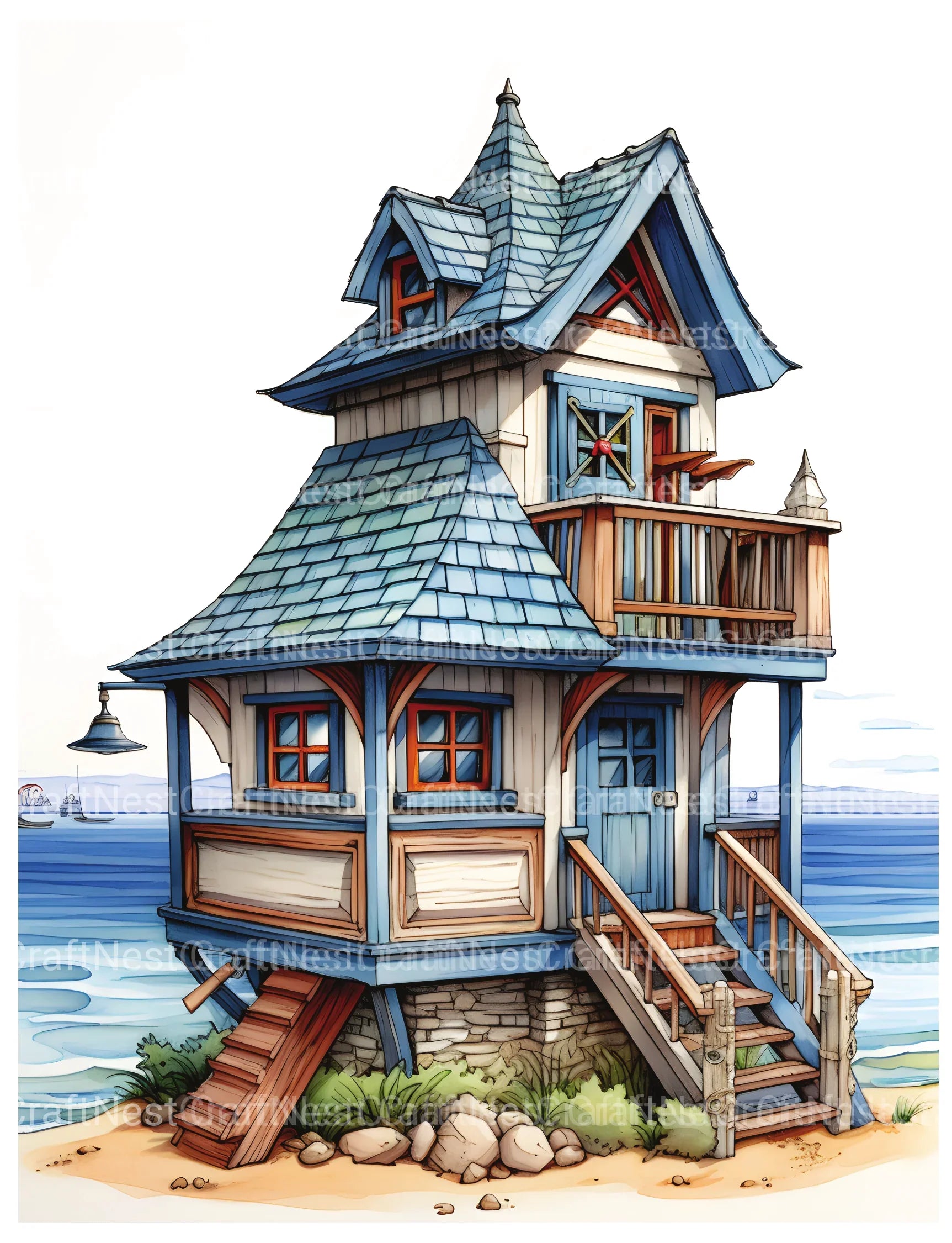 Beach House Coloring Book - CraftNest - Digital Crafting and Art