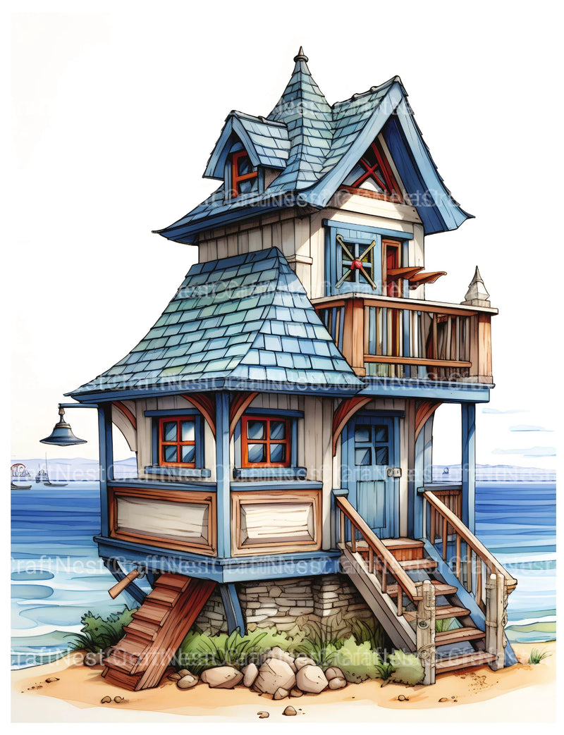 Beach House Coloring Book - CraftNest - Digital Crafting and Art