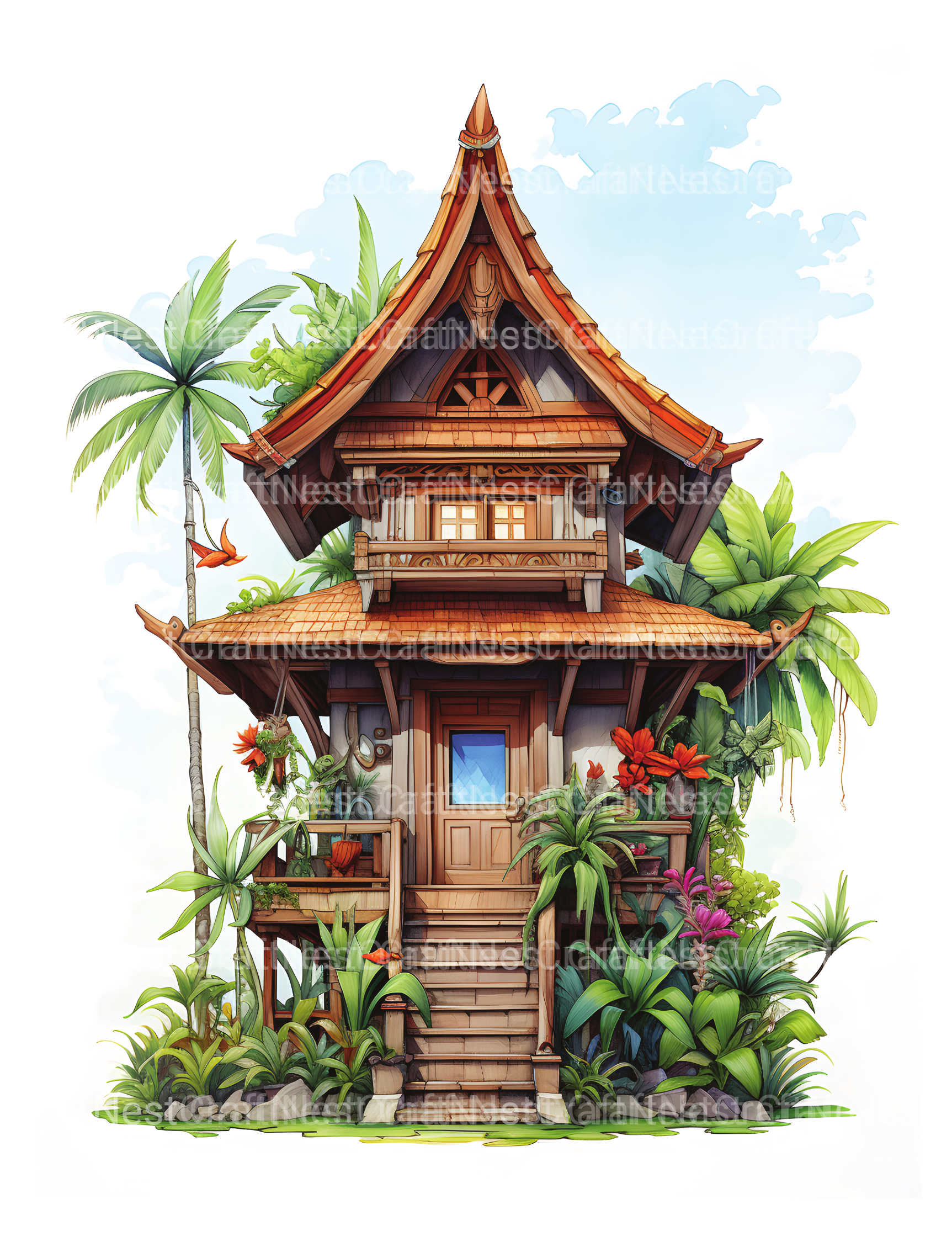 Indonesian Tiny House Coloring Book