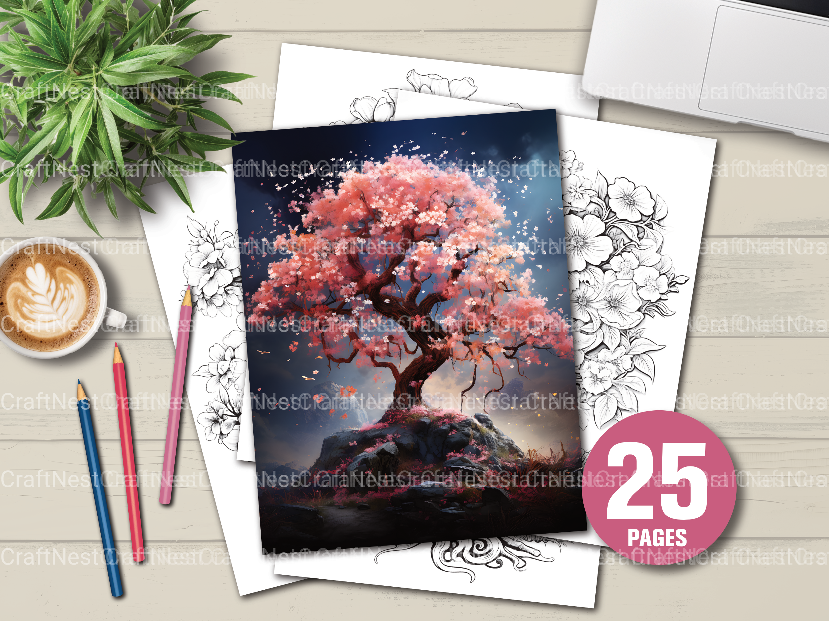 Blooming Tree Coloring Book - CraftNest - Digital Crafting and Art