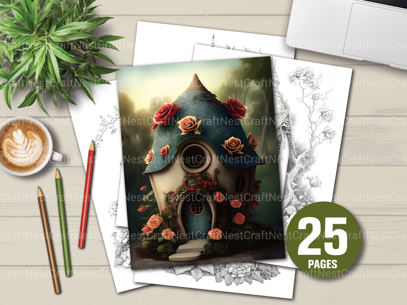 Flower Fairy House Coloring Book - CraftNest - Digital Crafting and Art