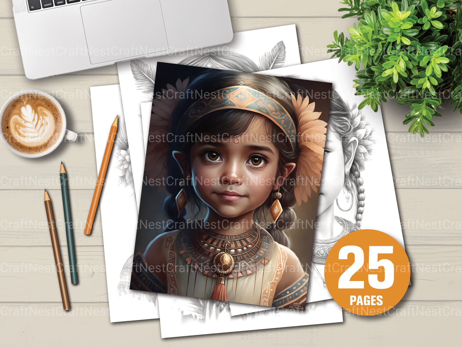 Cute Maya Girl Coloring Book - CraftNest - Digital Crafting and Art