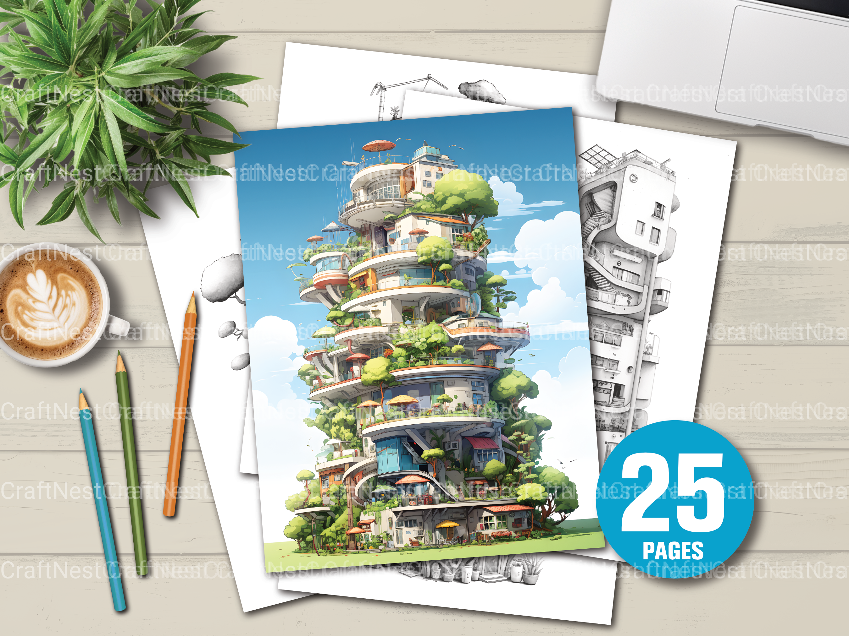 Condominium Tiny House Coloring Book