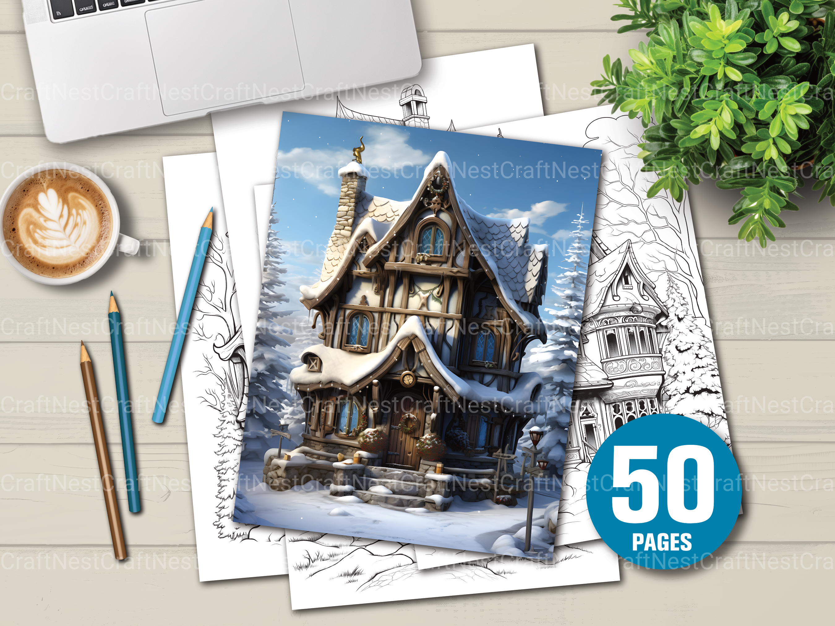 Winter Houses Coloring Book