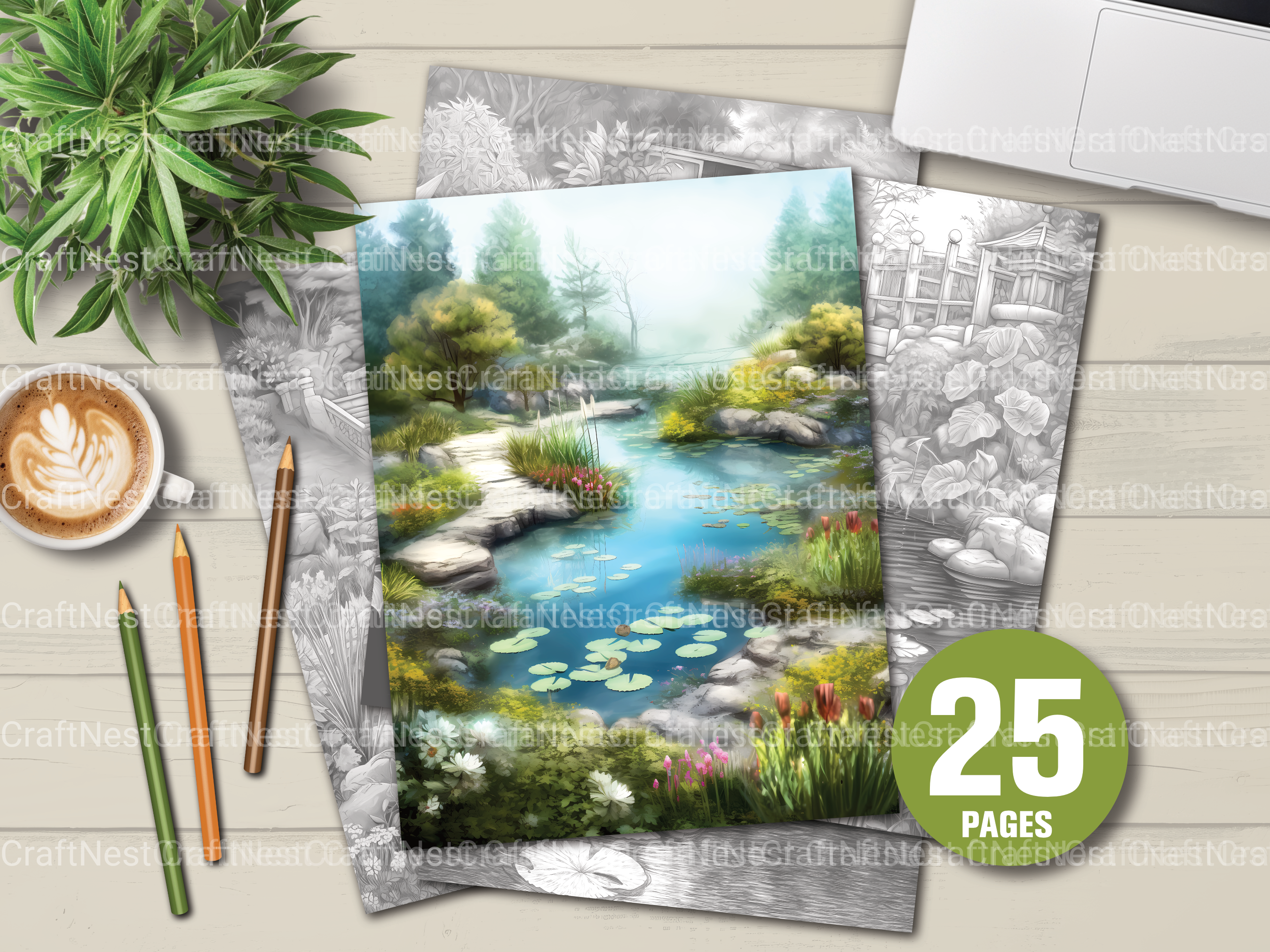 Water Garden Coloring Book - CraftNest - Digital Crafting and Art