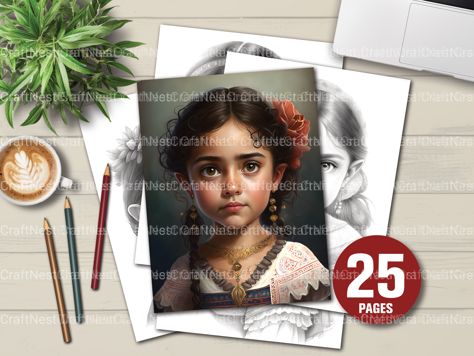 Cute Mexican Girl Coloring Book - CraftNest - Digital Crafting and Art