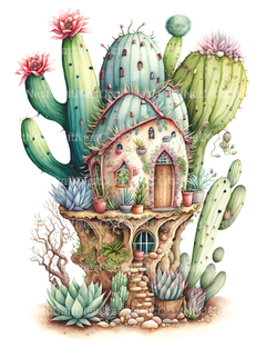 Cactus Fairy Houses Coloring Book - CraftNest - Digital Crafting and Art
