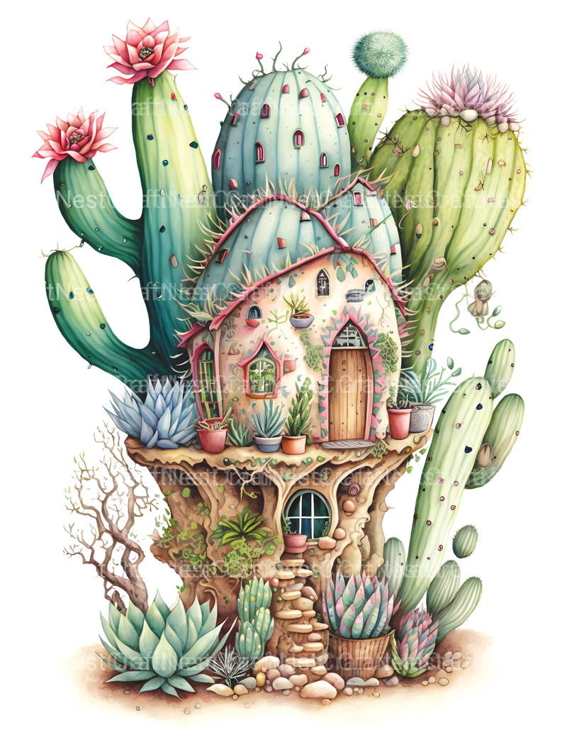 Cactus Fairy Houses Coloring Book - CraftNest - Digital Crafting and Art
