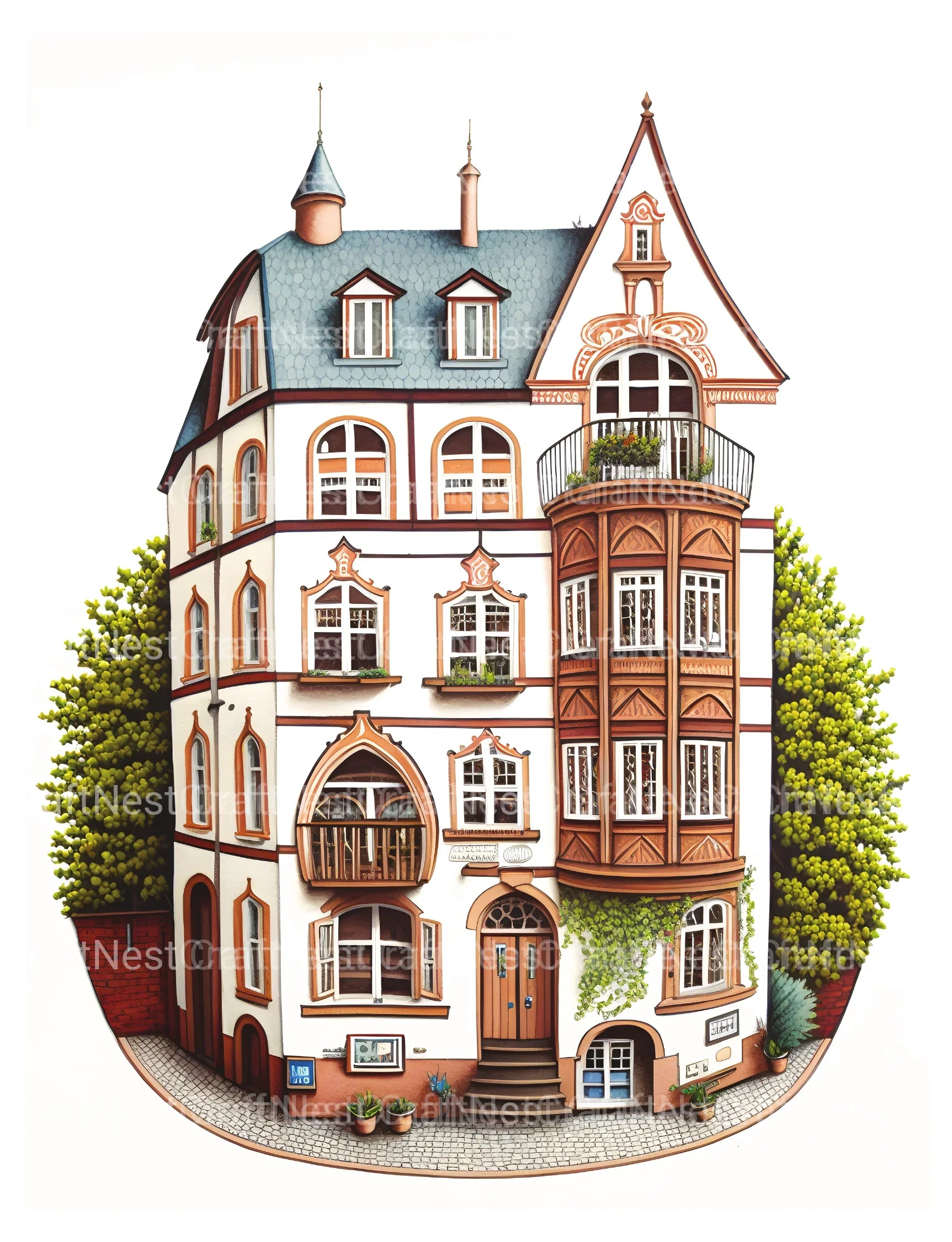 Townhouse Tiny House Coloring Book - CraftNest - Digital Crafting and Art