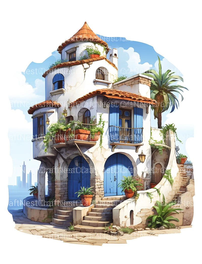 Mediterranean Tiny House Coloring Book - CraftNest - Digital Crafting and Art