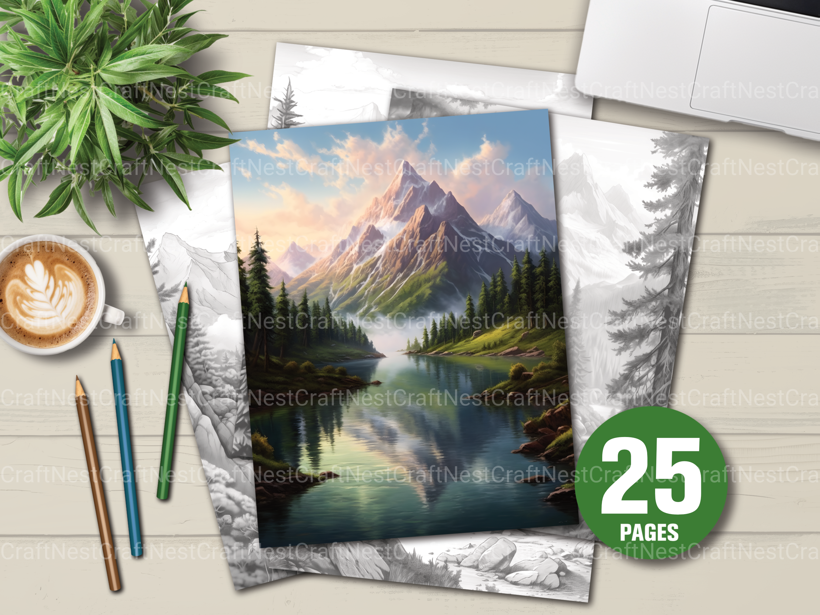 Mountain Landscapes Coloring Book - CraftNest - Digital Crafting and Art