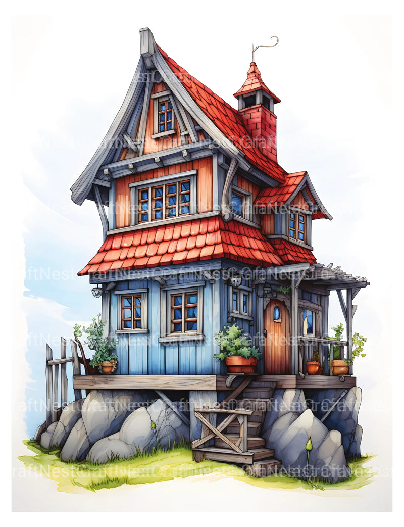 Norwegian Tiny House Coloring Book - CraftNest - Digital Crafting and Art