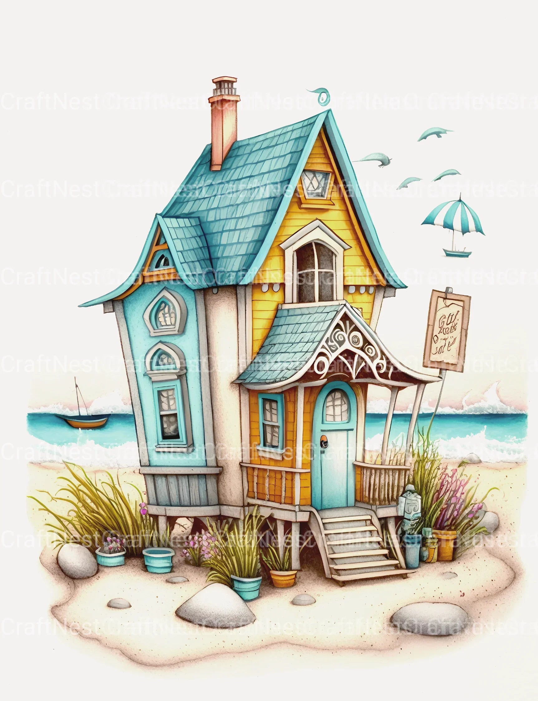 Beach House Coloring Book - CraftNest - Digital Crafting and Art