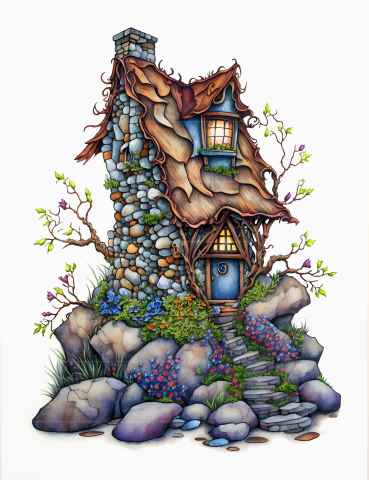 Stone Fairy House Coloring Book - CraftNest - Digital Crafting and Art