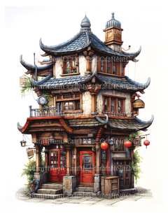 Chinese Tiny House Coloring Book - CraftNest - Digital Crafting and Art