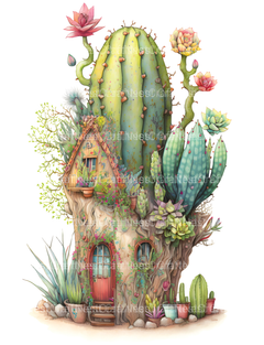 Cactus Fairy Houses Coloring Book - CraftNest - Digital Crafting and Art