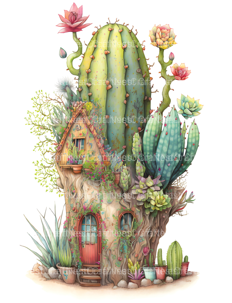 Cactus Fairy Houses Coloring Book - CraftNest - Digital Crafting and Art