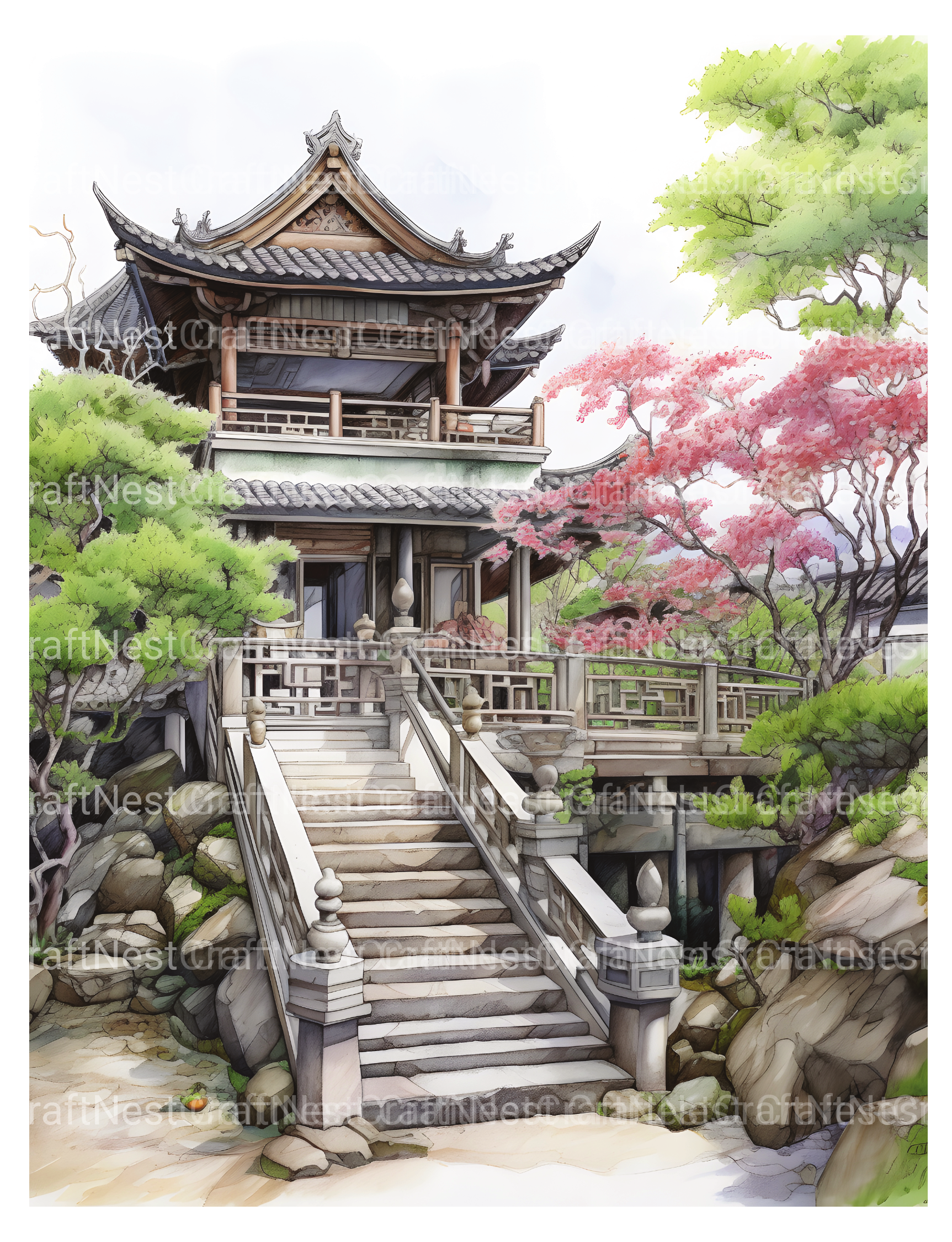 Chinese Architecture Coloring Book - CraftNest - Digital Crafting and Art