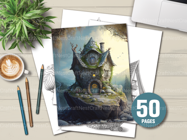 Stone Fairy House Coloring Book - CraftNest - Digital Crafting and Art