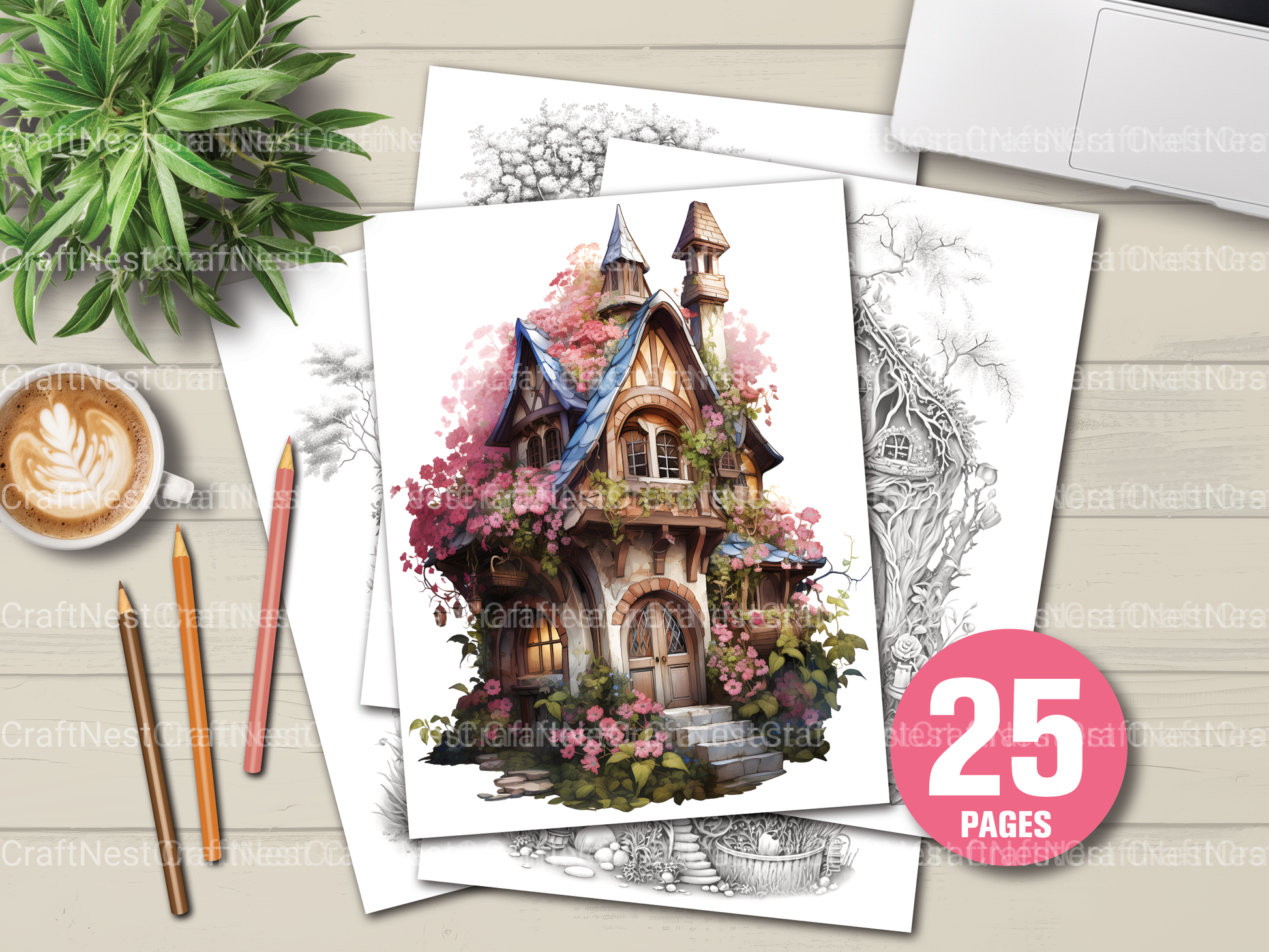 Secret Garden Fairy House Coloring Book - CraftNest - Digital Crafting and Art
