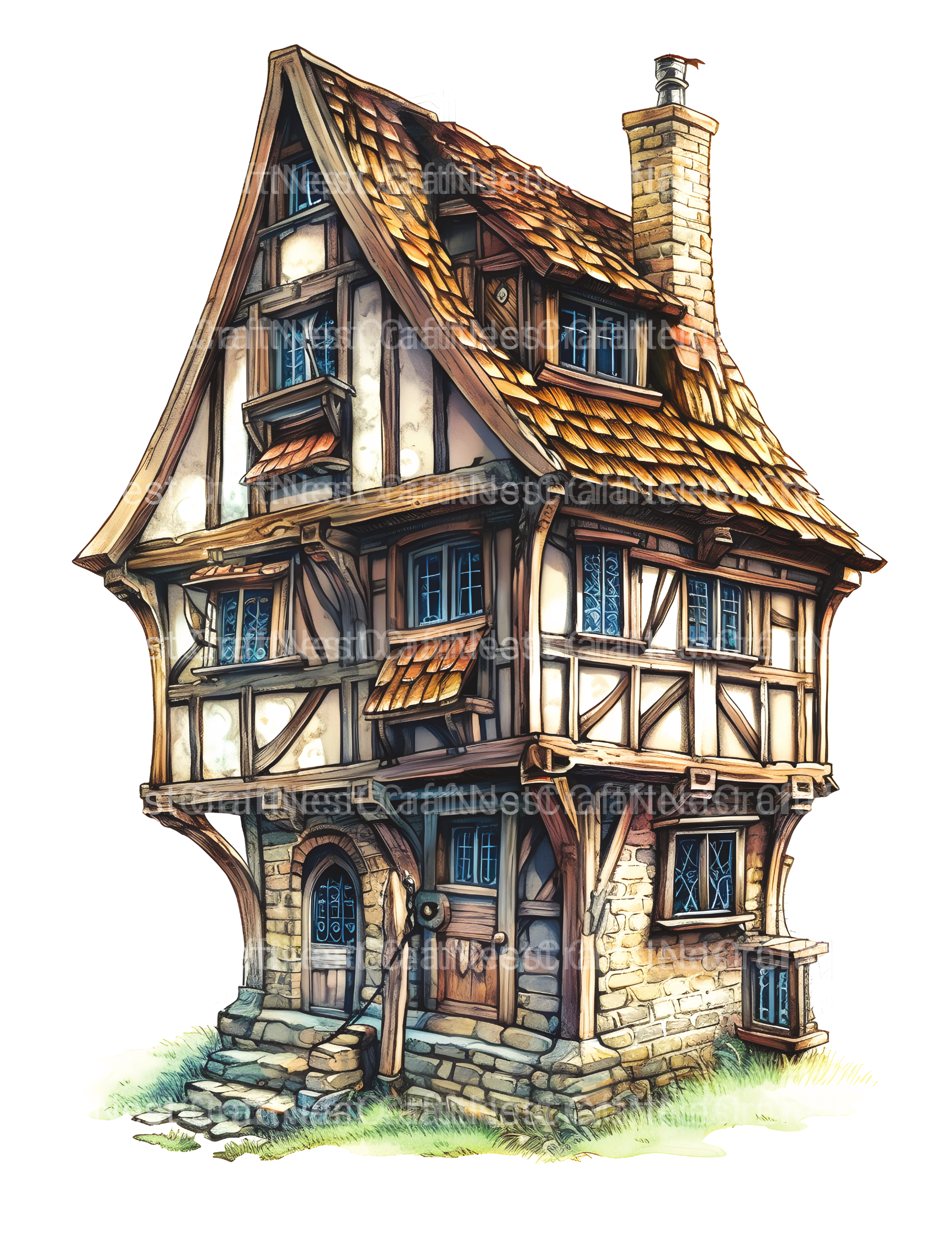 Medieval Tiny House Coloring Book