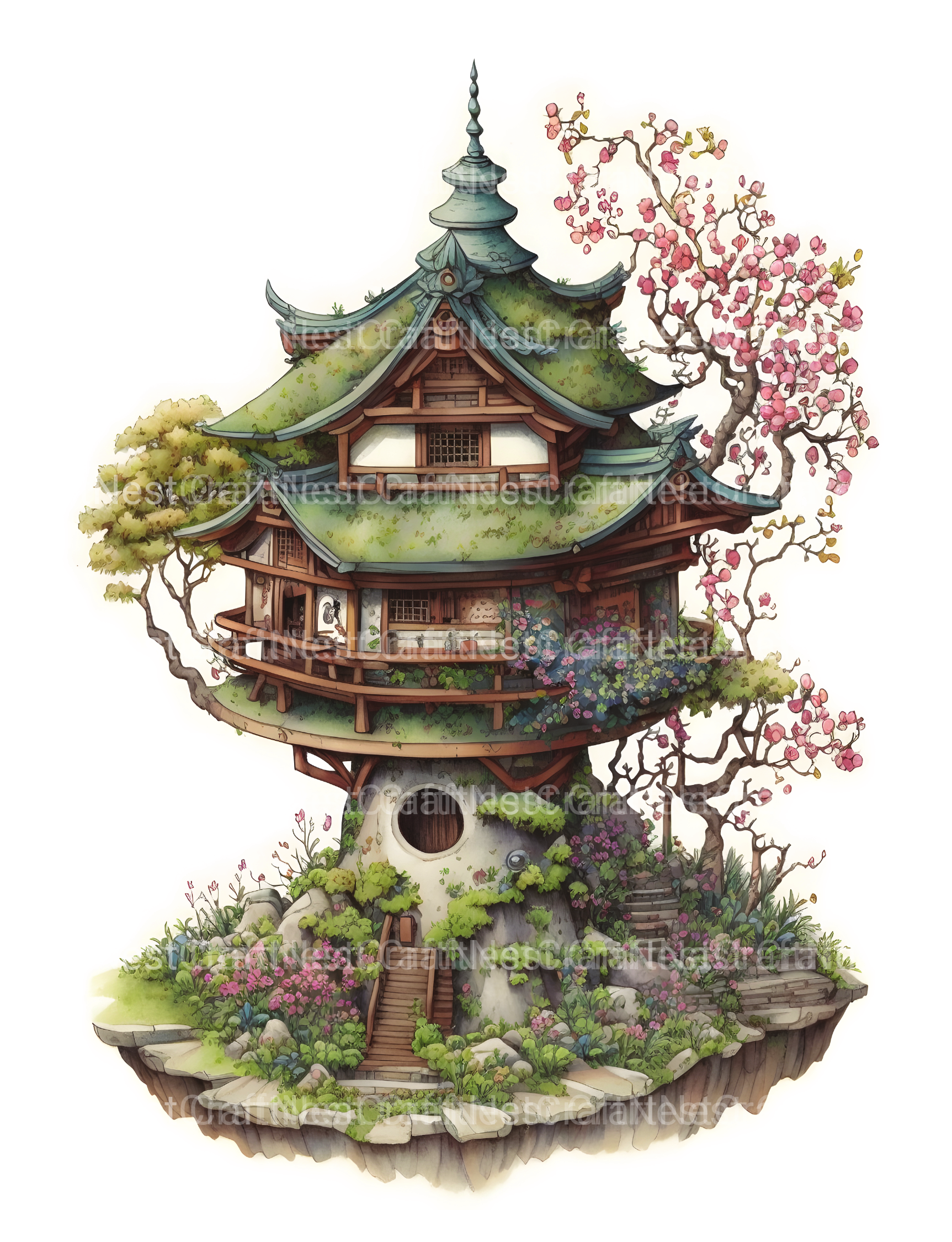 Japanese Fairy House Coloring Book