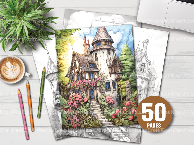 Gothic Houses Coloring Book - CraftNest - Digital Crafting and Art