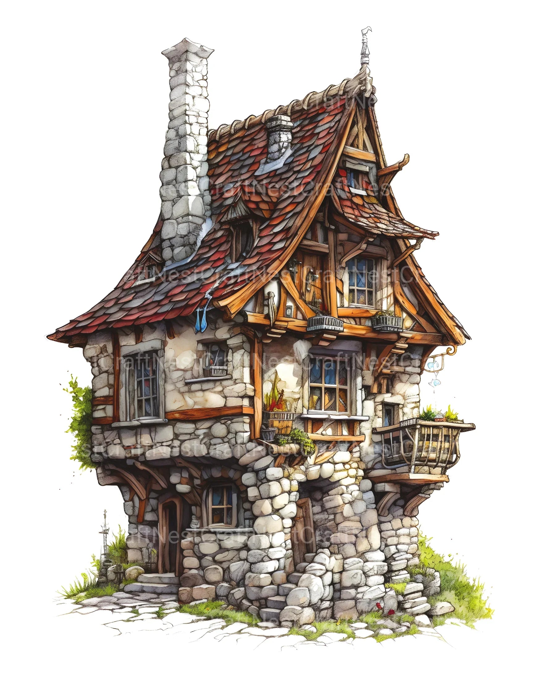 Medieval Tiny House Coloring Book - CraftNest - Digital Crafting and Art