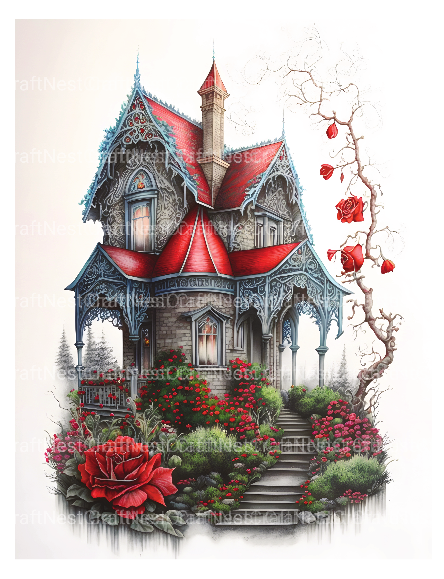 Gothic House Coloring Book - CraftNest - Digital Crafting and Art