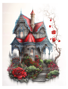 Gothic House Coloring Book - CraftNest - Digital Crafting and Art