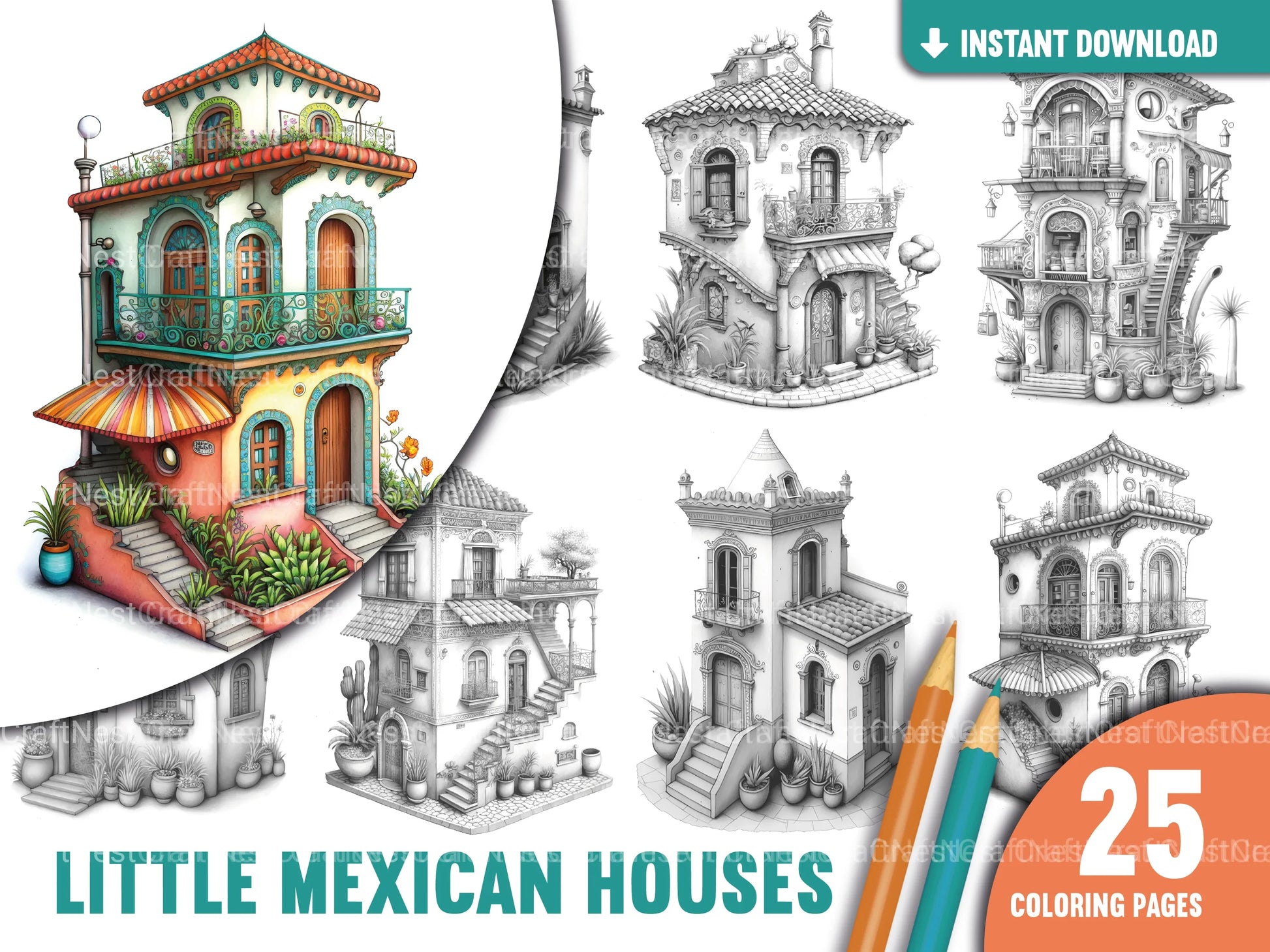 Mexican Tiny House Coloring Book - CraftNest - Digital Crafting and Art