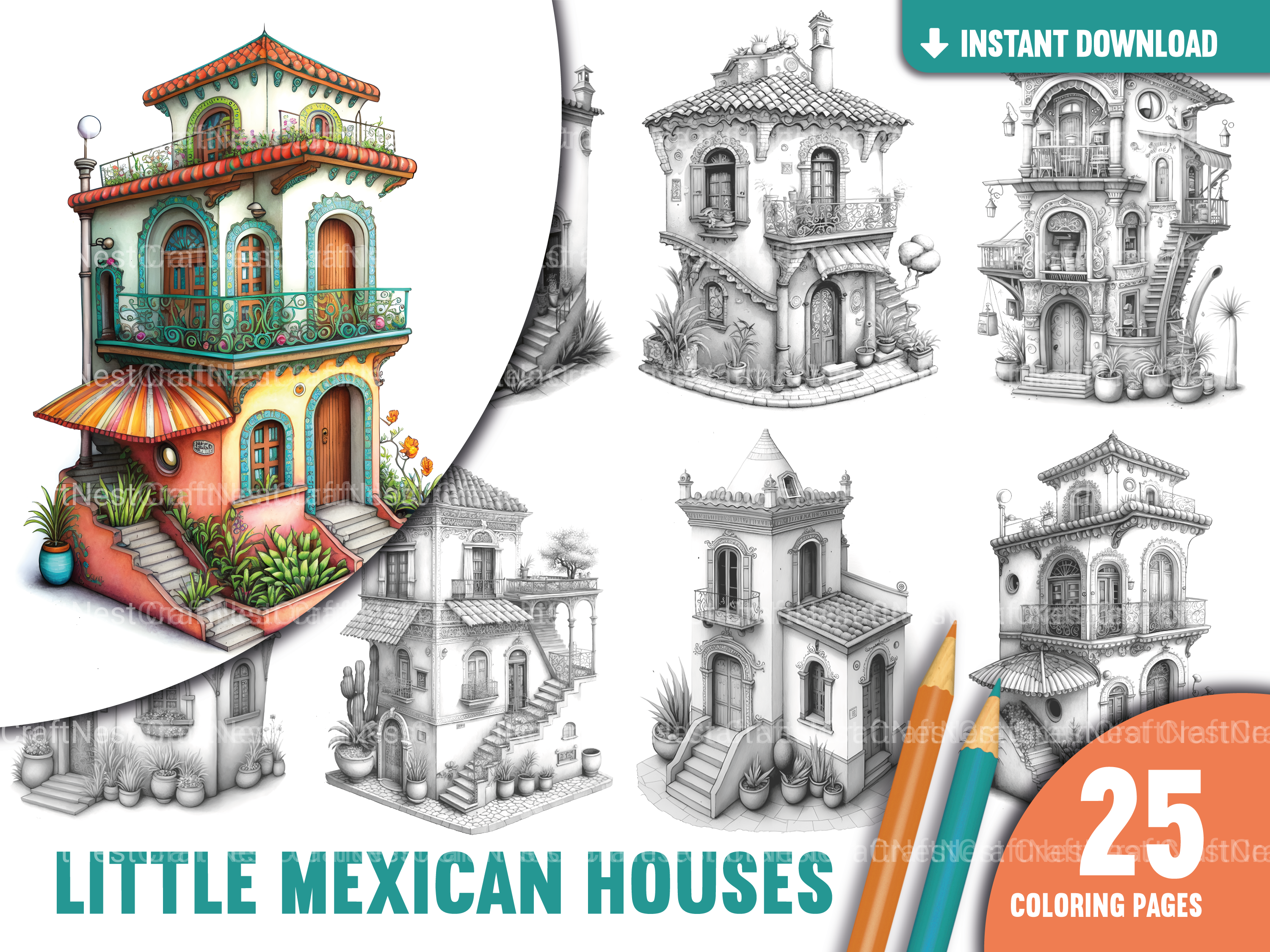 Mexican Tiny House Coloring Book