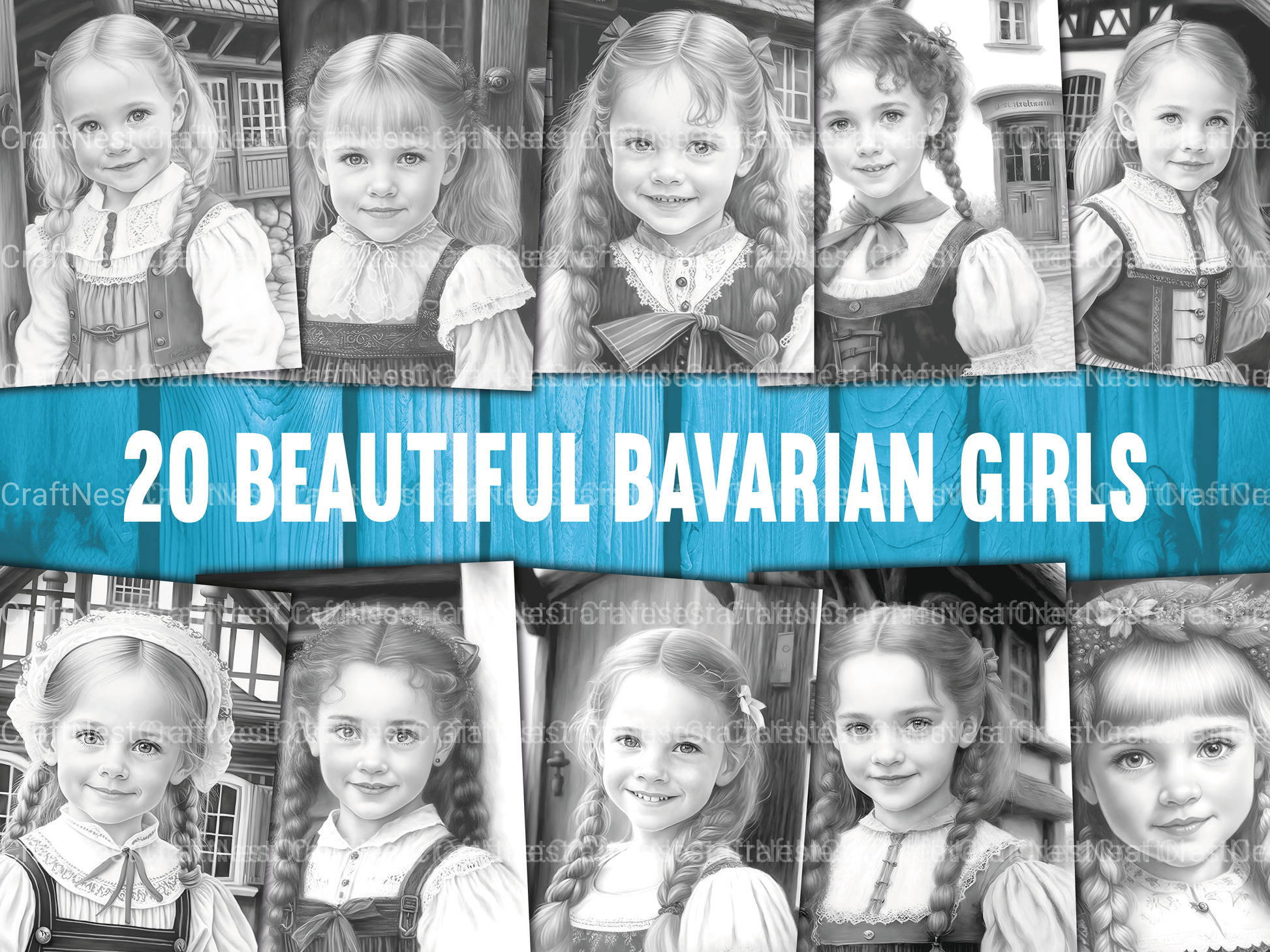 Bavarian Girl Coloring Book - CraftNest - Digital Crafting and Art