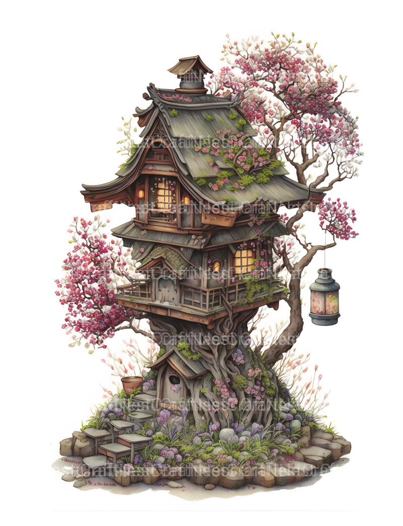 Japanese Fairy House Coloring Book - CraftNest - Digital Crafting and Art