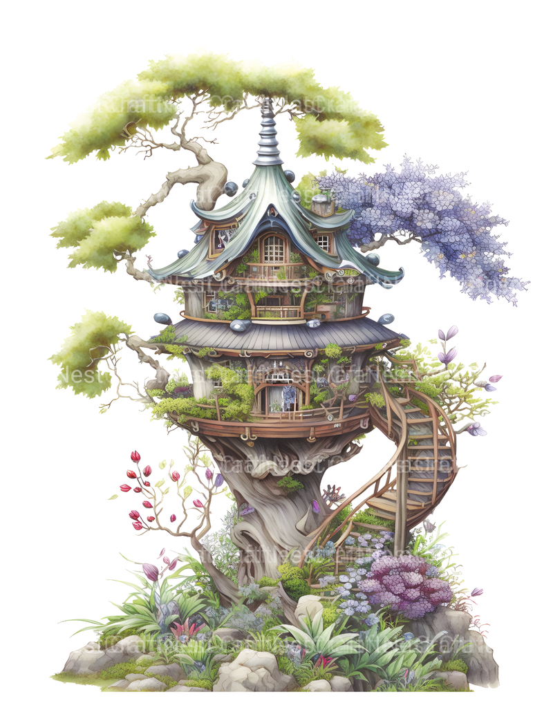 Japanese Fairy House Coloring Book - CraftNest - Digital Crafting and Art