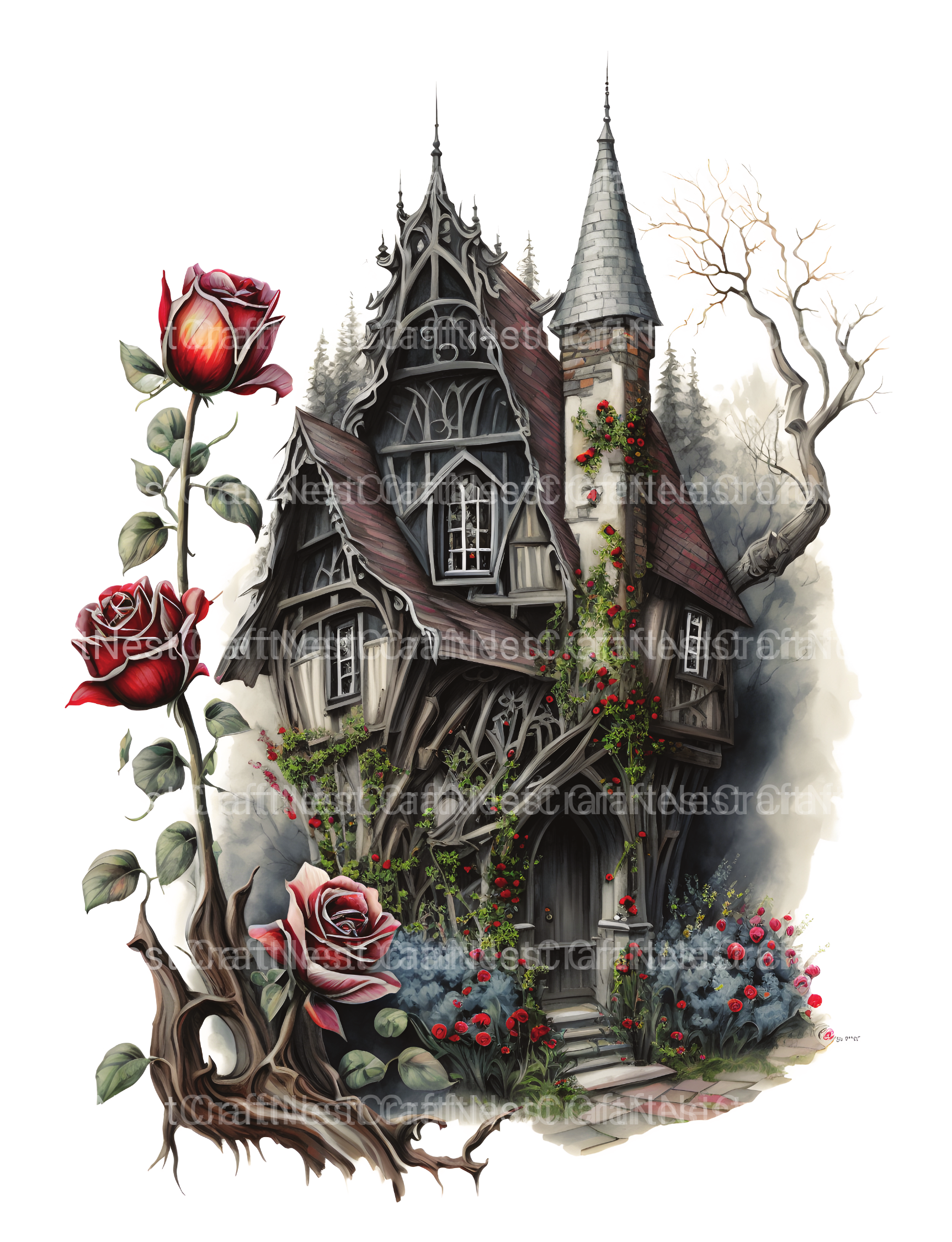 Gothic House Coloring Book - CraftNest - Digital Crafting and Art
