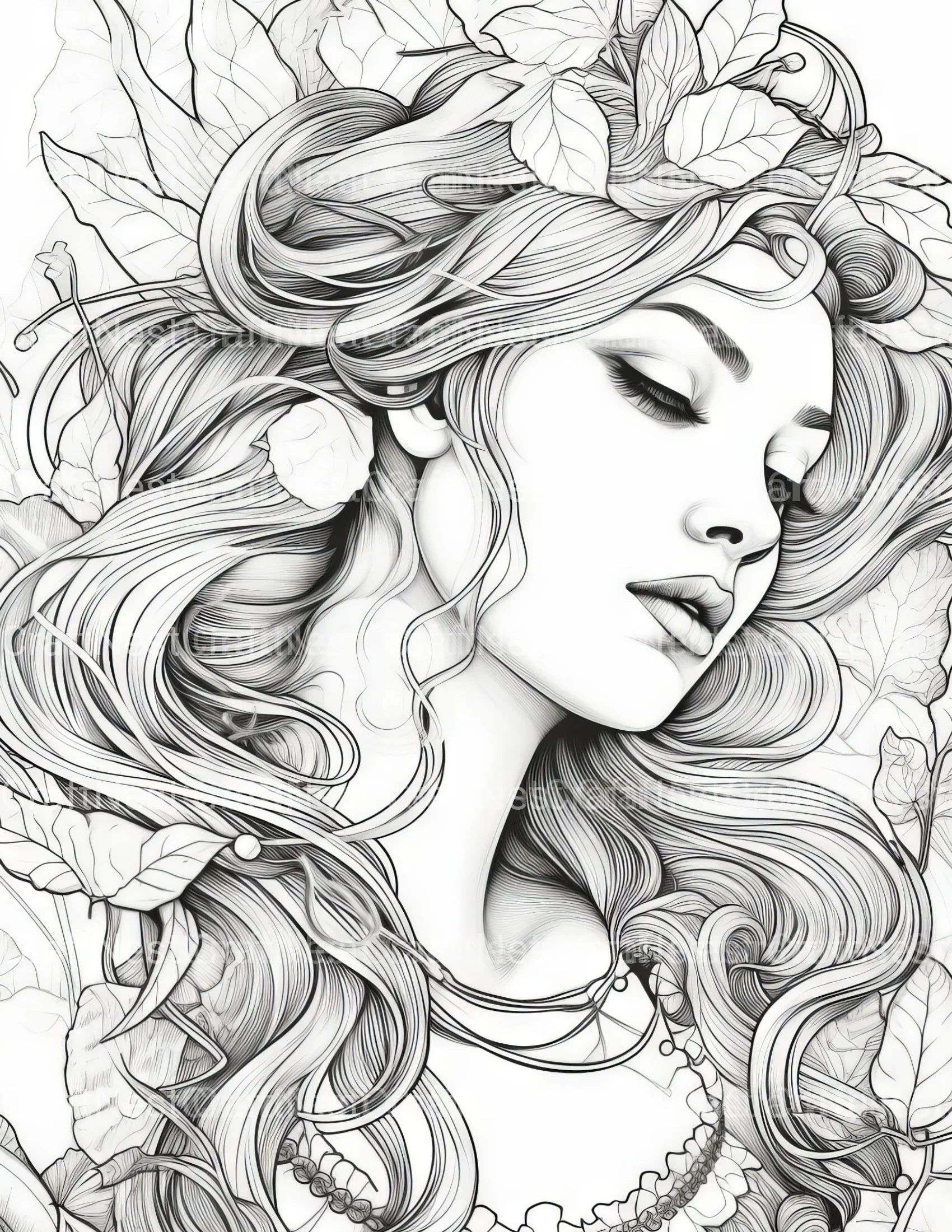 Femme Portrait Coloring Book - CraftNest - Digital Crafting and Art