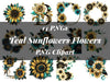 Teal Sunflowers Flowers Clipart