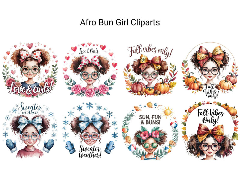 Afro Bun Girl Clipart - CraftNest - Digital Crafting and Art