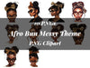 Afro Bun Messy Theme Clipart