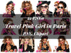 Travel Pink Girl in Paris Clipart