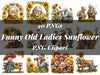 Funny Old Ladies Sunflower Clipart