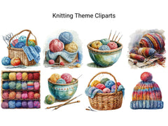 Knitting Theme Clipart - CraftNest - Digital Crafting and Art